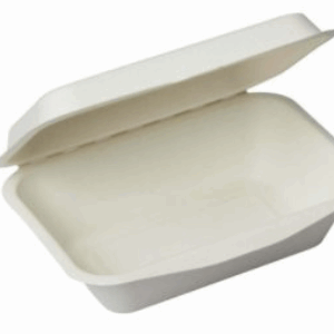 7*5 inch Bagasse White Clamshell Box