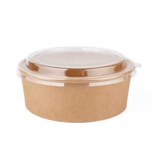 Round Kraft bowl and lids (1300ml)