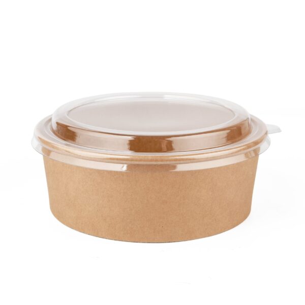 Round Kraft bowl and lids (1300ml)