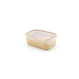 Kraft Rectangle Bowl and Lid - 500ml