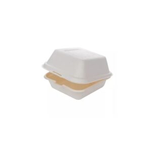 5*5 Bagasse White Clamshell Box